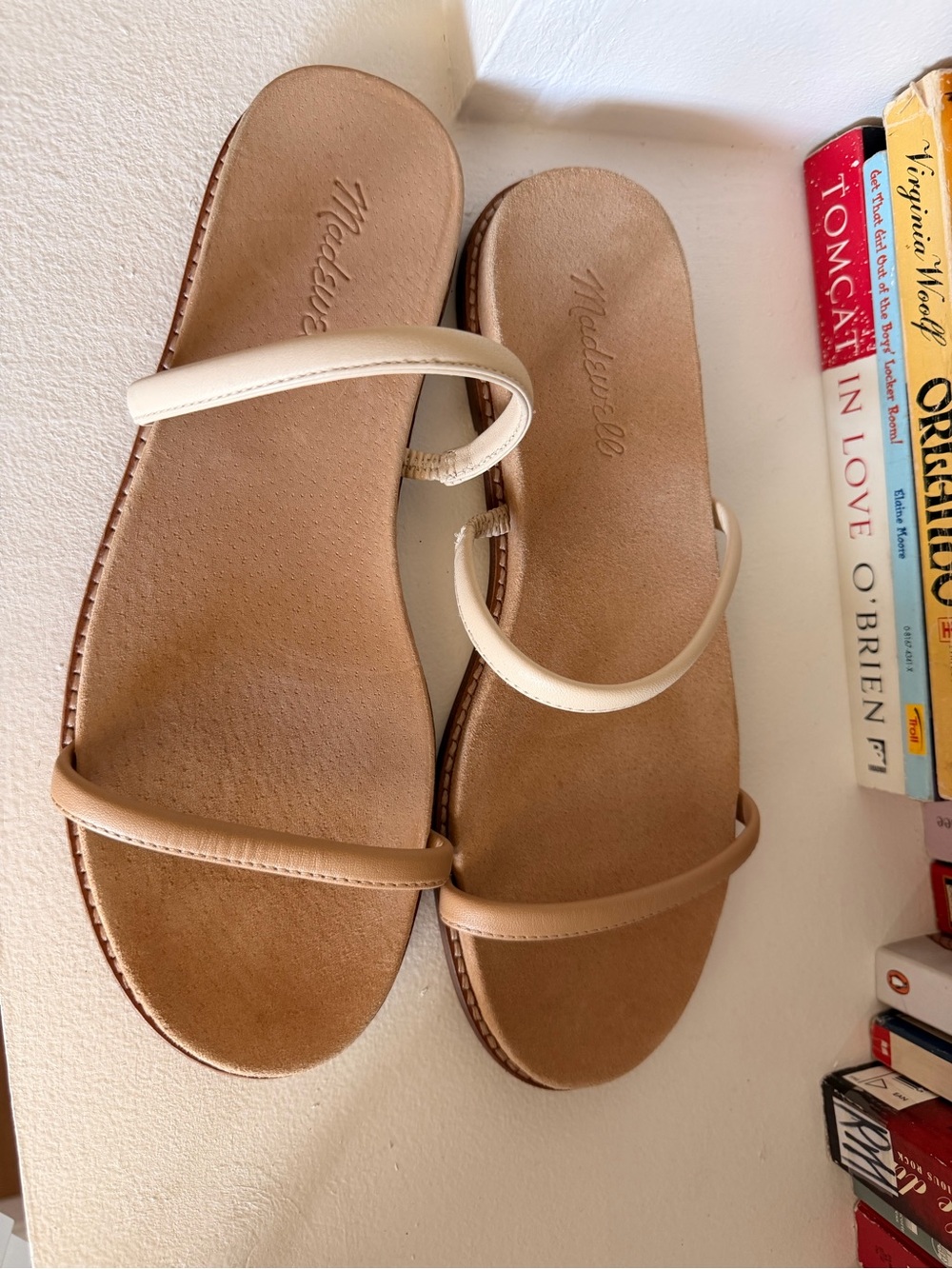 Madewell Two-Tone Tan & Cream Slide Sandals